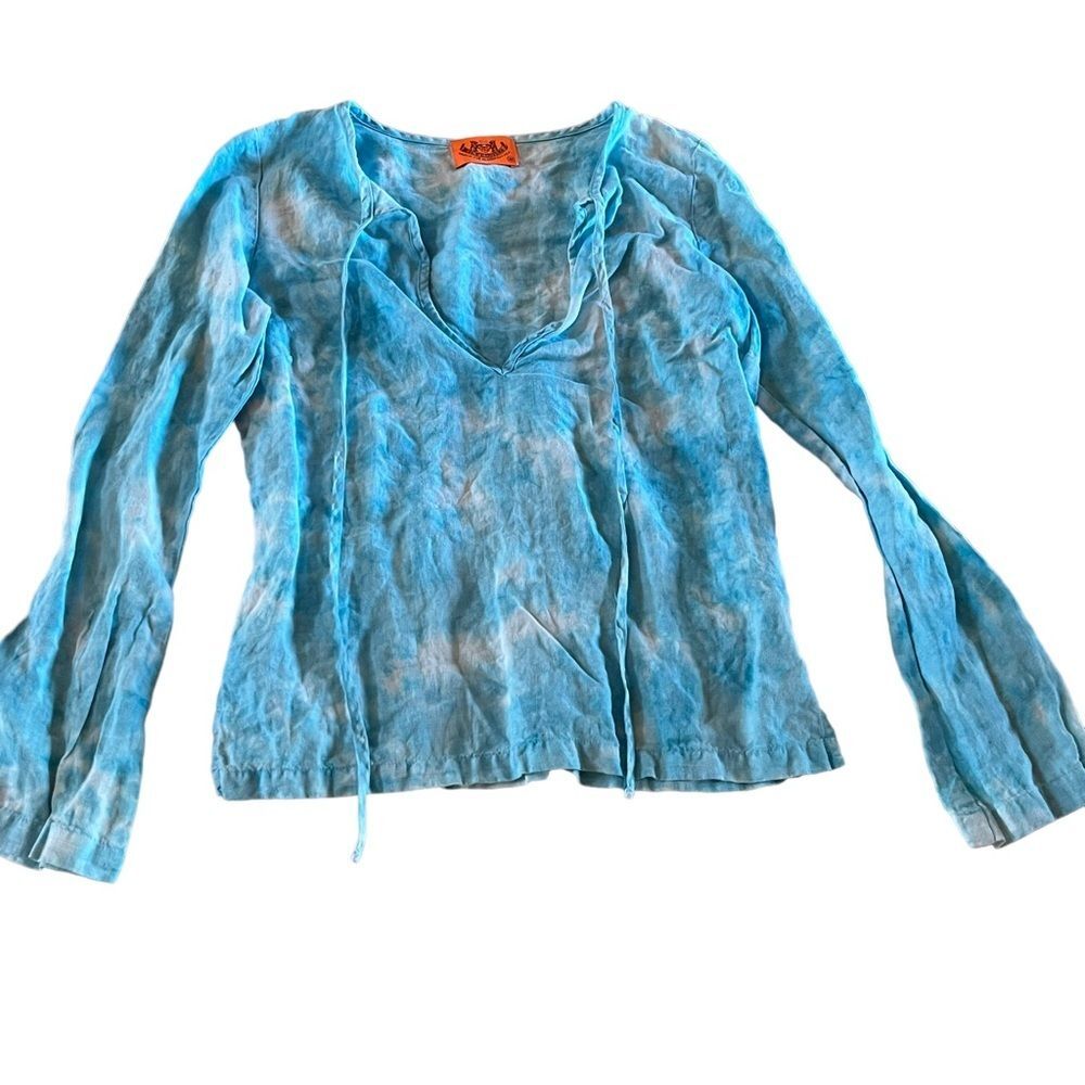 Juicy Couture Aqua Blue Tie Dye Cloud Print Top